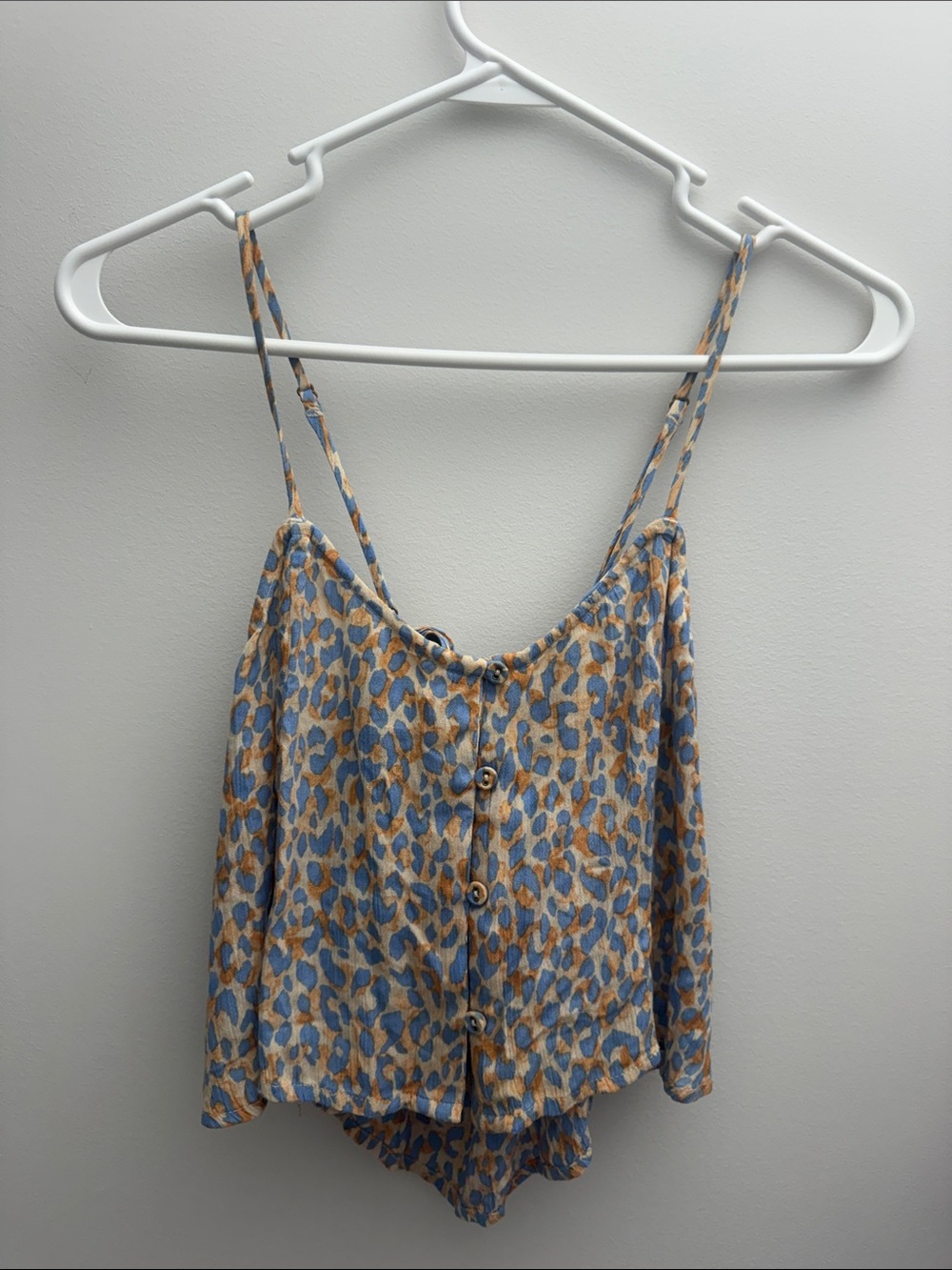 Amuse Society Blue and Tan Leopard Print Tank Top